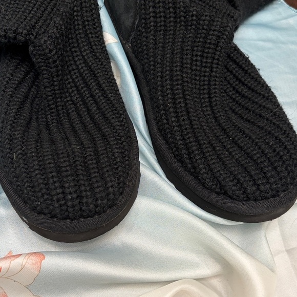 UGG Black Knit Button Mid-Calf Heeled Boots - Picture 9 of 10